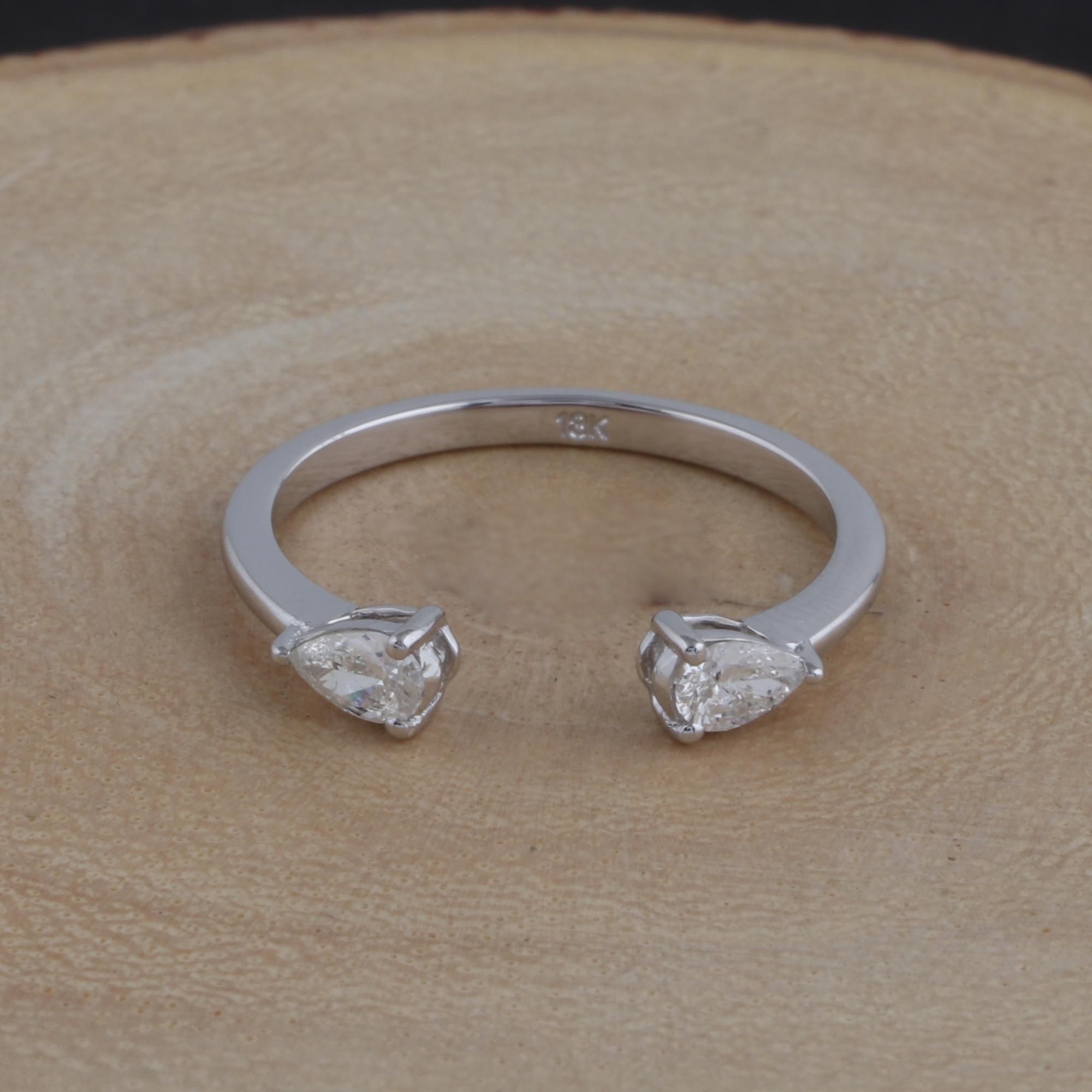 Taglio a goccia Anello da polso con diamante a pera naturale da 0,3 carati SI chiarezza HI colore Oro bianco 18 carati in vendita