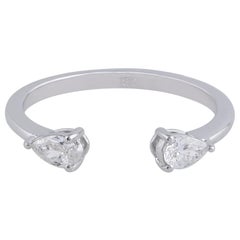 Anello da polso con diamante a pera naturale da 0,3 carati SI chiarezza HI colore Oro bianco 18 carati