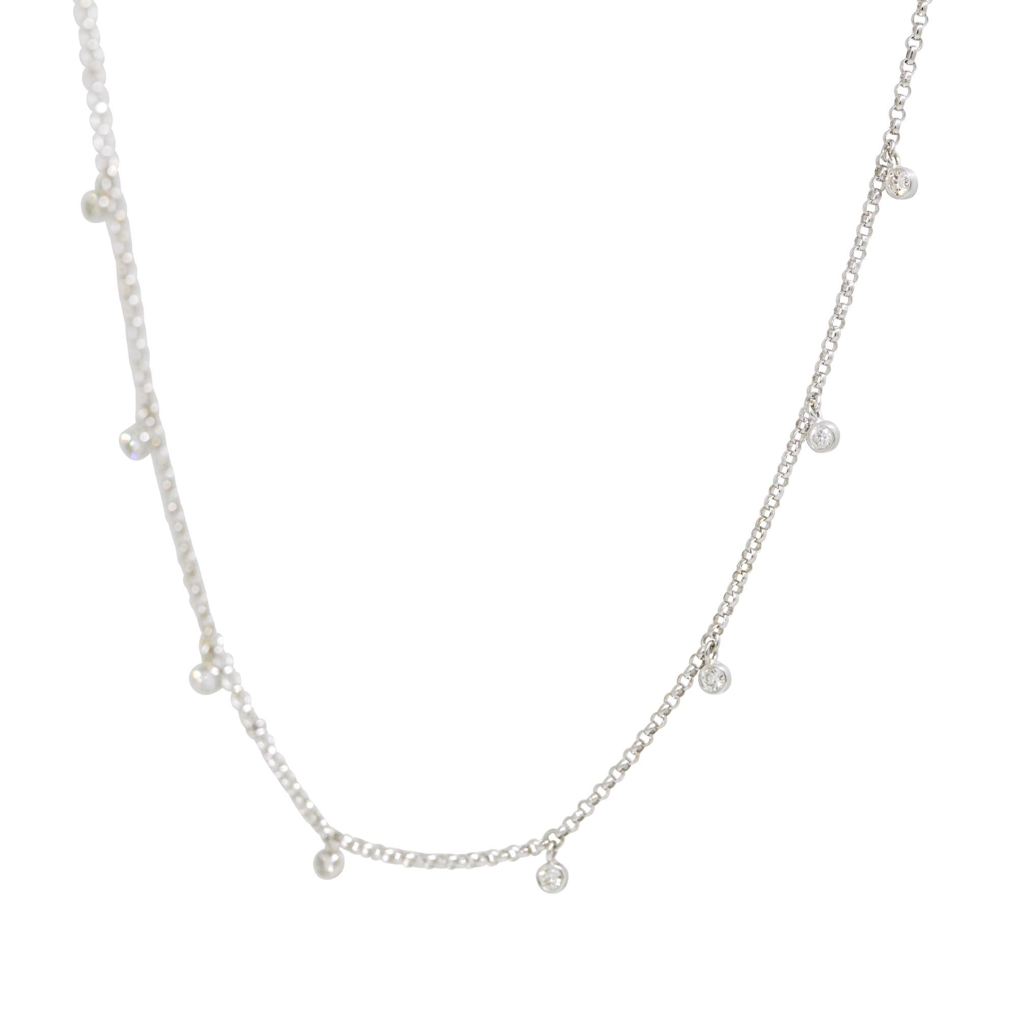 Modern Natural 0.30 Carat Bezel Set Diamond 14-Karat Station Necklace In Stock For Sale