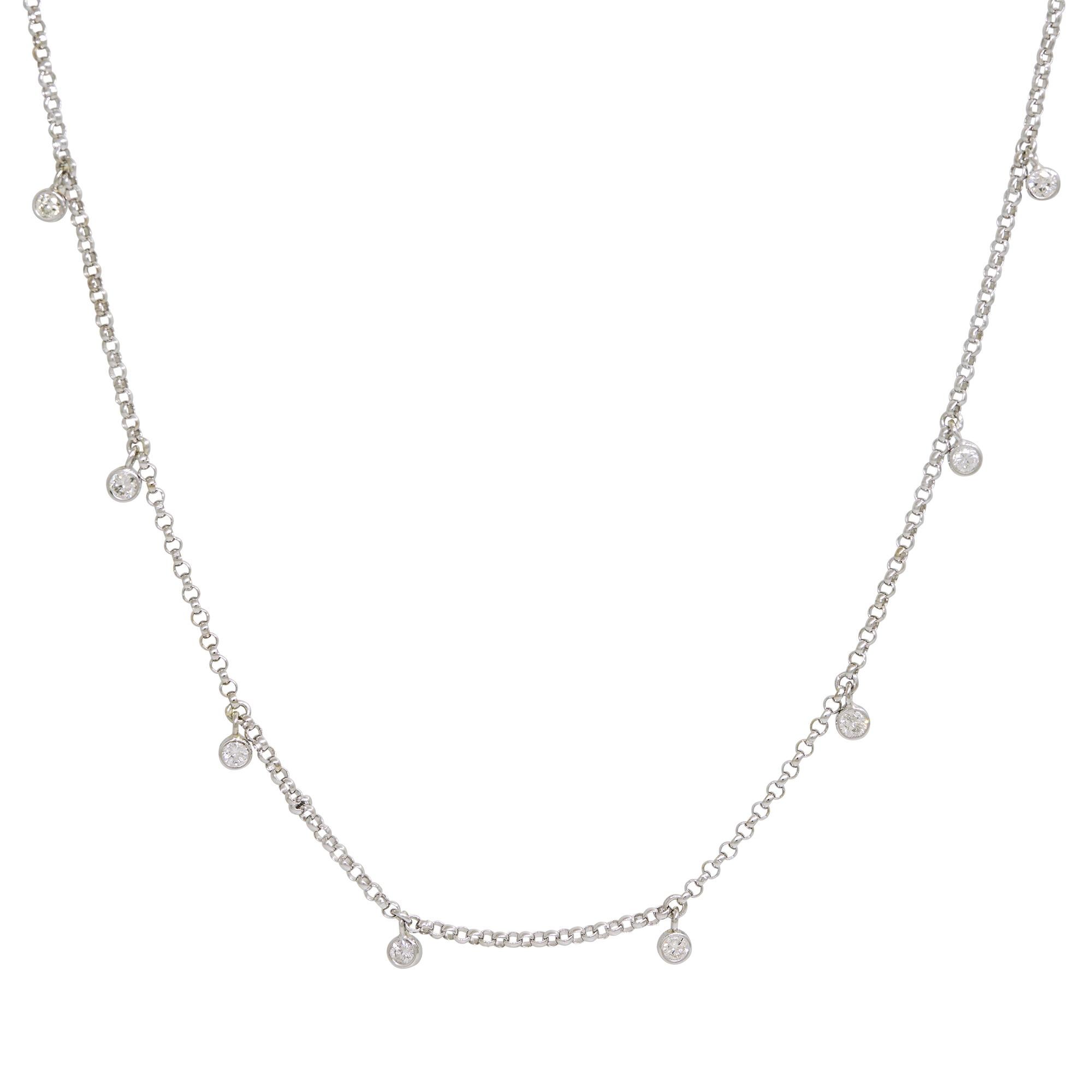 Women's Natural 0.30 Carat Bezel Set Diamond 14-Karat Station Necklace In Stock For Sale