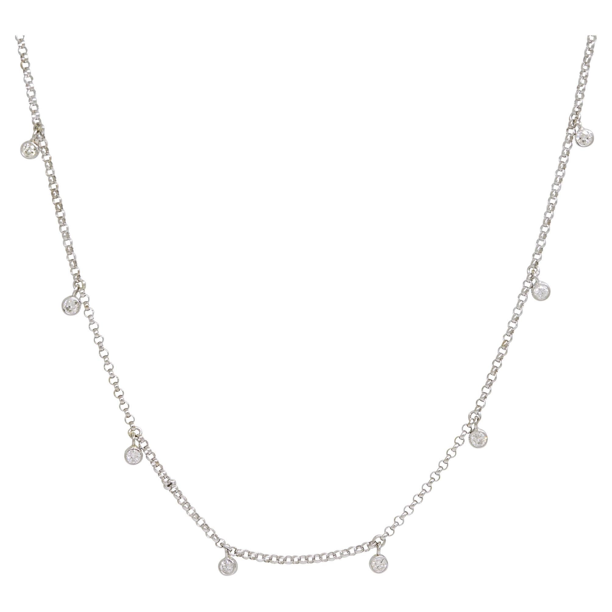 Natural 0.30 Carat Bezel Set Diamond 14-Karat Station Necklace In Stock