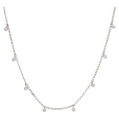 Natural 0.30 Carat Bezel Set Diamond 14-Karat Station Necklace In Stock