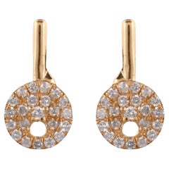 Orecchini a perno con chiave di diamante naturale da 0,30 carati in pavé in oro giallo 14 carati