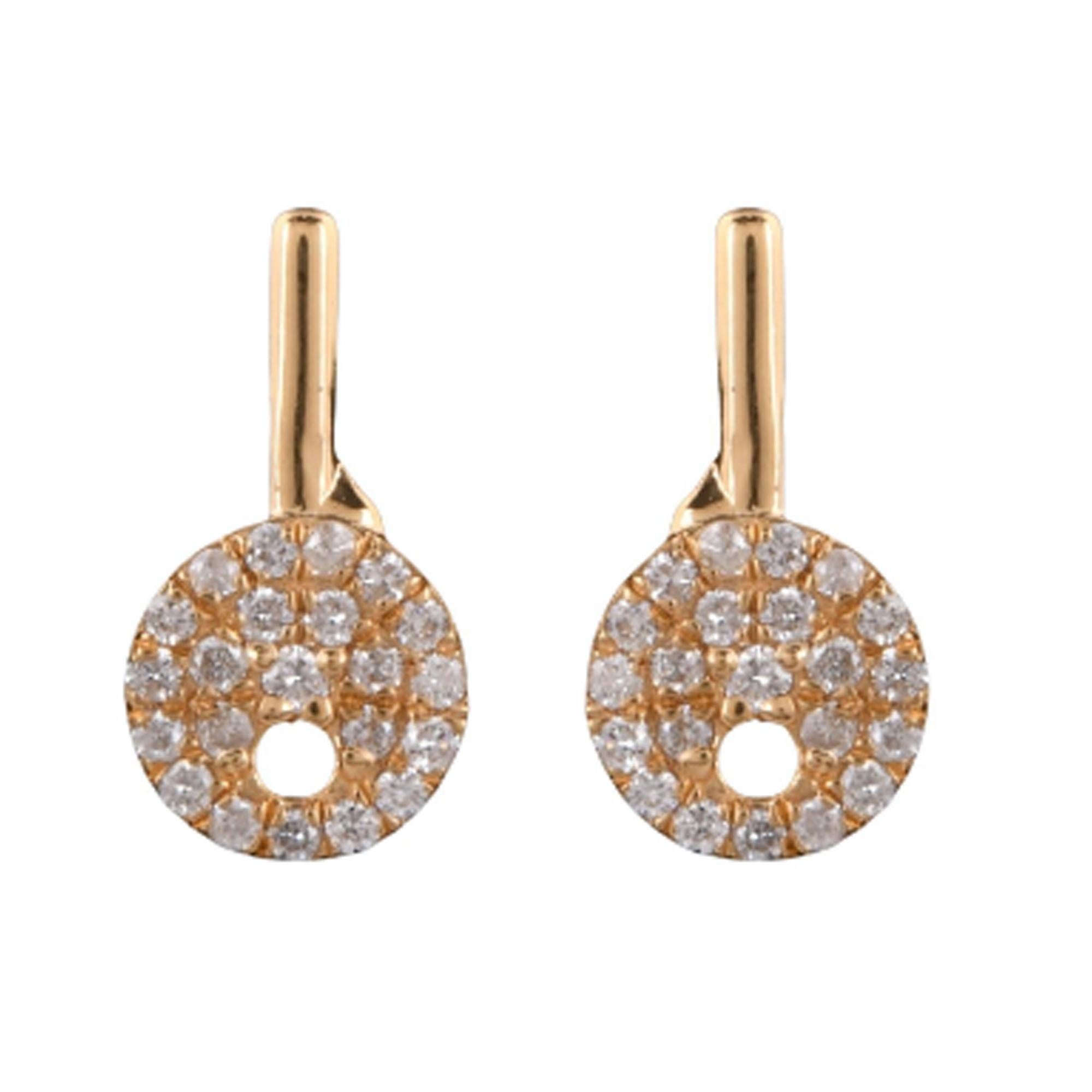 Pendientes de oro amarillo de 14 quilates con llave de diamante pavé natural de 0,30 quilates