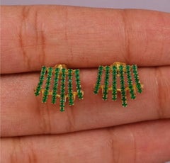 Contemporary 0.30ct Zambian Emerald Stud Earrings in 14k Yellow Gold