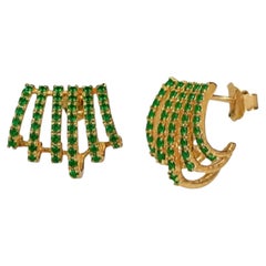 Contemporary 0.30ct Zambian Emerald Stud Earrings in 14k Yellow Gold
