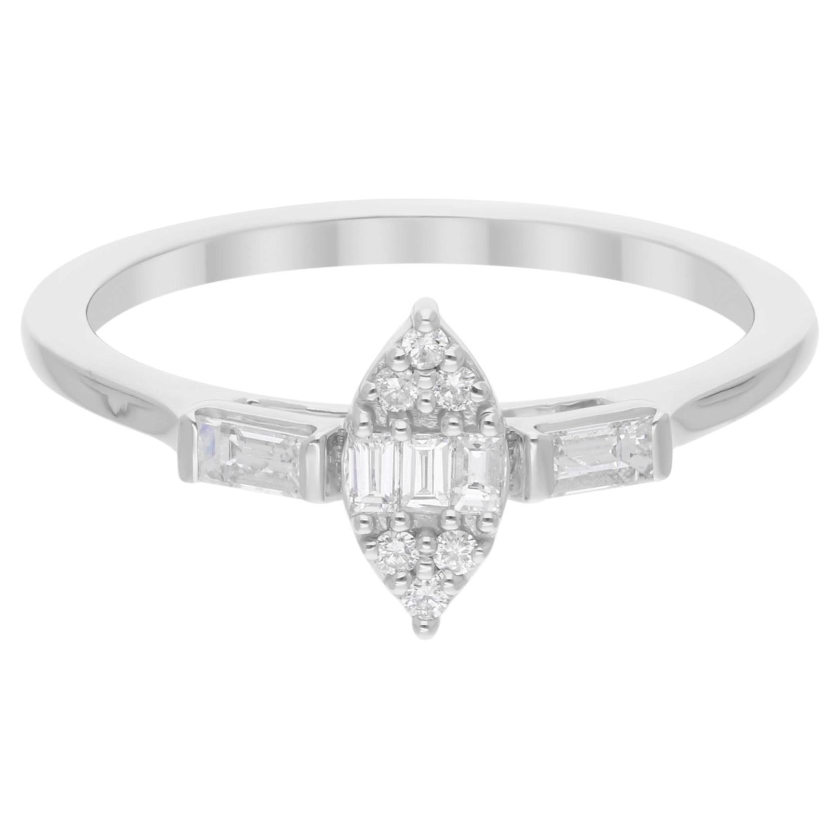 Natural 0.31 Carat SI/H Diamond Cluster Wedding Ring 18 Karat White Gold