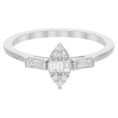Natural 0.31 Carat SI/H Diamond Cluster Wedding Ring 18 Karat White Gold