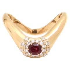 Natural 0.32cts Ruby & 0.14cts Diamond Ring in 14k Gold