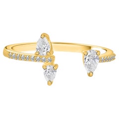 Natural 0.34 Carat SI Clarity HI Color Diamond Cuff Ring 18 Karat Yellow Gold