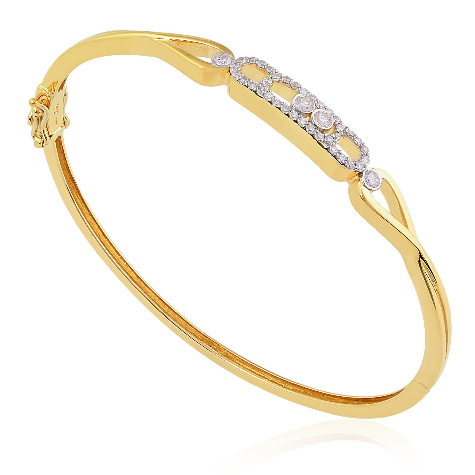 Embrace sophistication with this exquisite Natural 0.34 Carat SI/H Diamond Pave Bangle Bracelet, meticulously crafted in radiant 18 Karat Yellow Gold. This stunning bracelet is a celebration of refined luxury and timeless elegance, designed to adorn