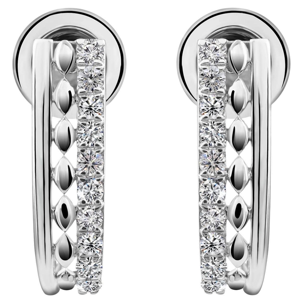 Natürliche 0,34 Karat SI/H Runder Brillant Diamant Ohrringe 9 Karat Weißgold