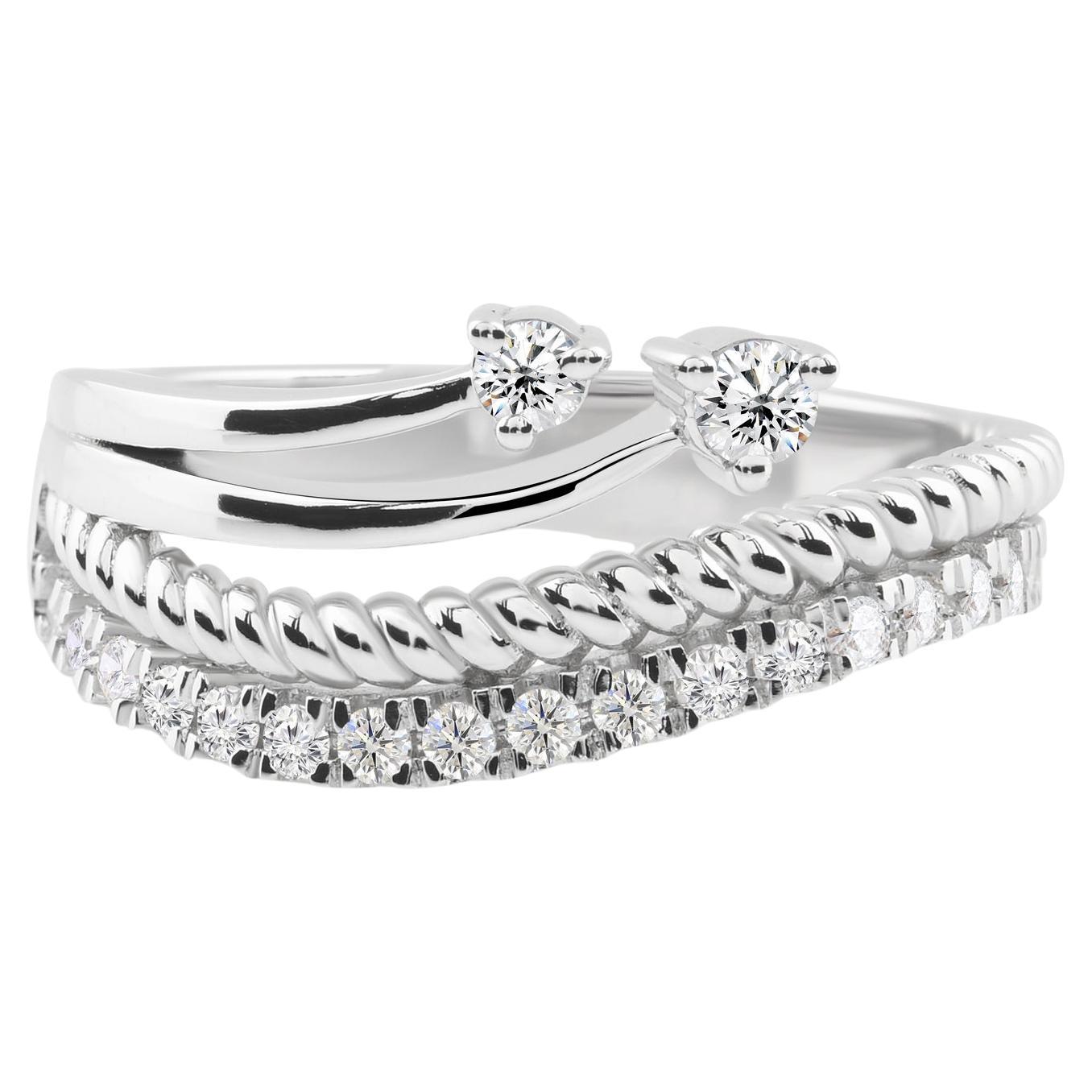 Anello con diamante naturale da 0,35 carati SI Clarity HI Color Gioielli in oro bianco 9 carati