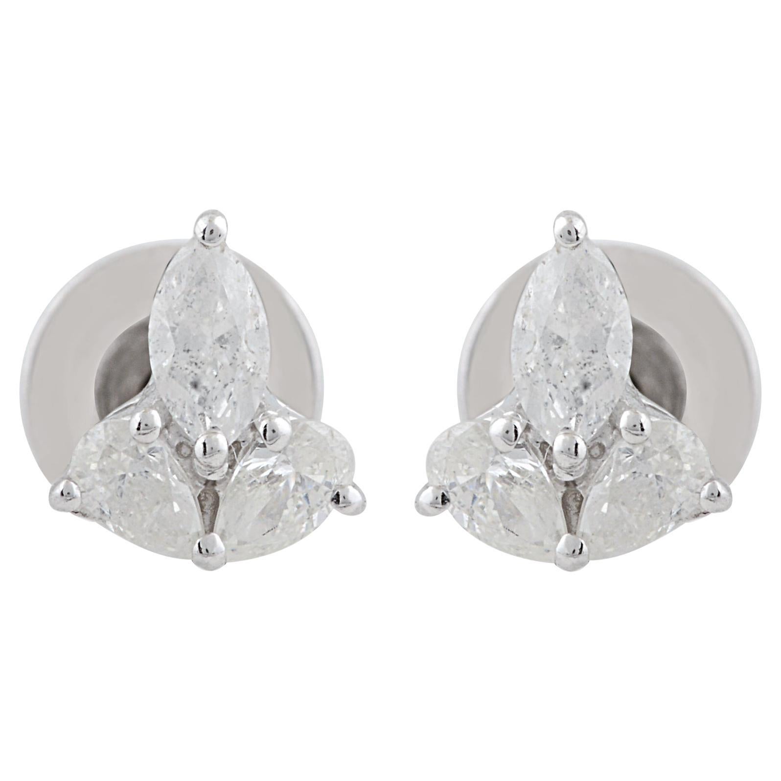 Natural 0.35 Carat SI Clarity HI Color Diamond Stud Earrings 10 Karat White Gold