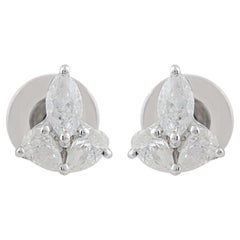 Natural 0.35 Carat SI Clarity HI Color Diamond Stud Earrings 10 Karat White Gold