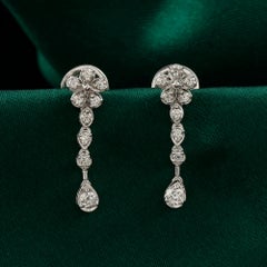Natural 0.36 Carat SI Clarity HI Color Diamond Earrings 9 Karat White Gold