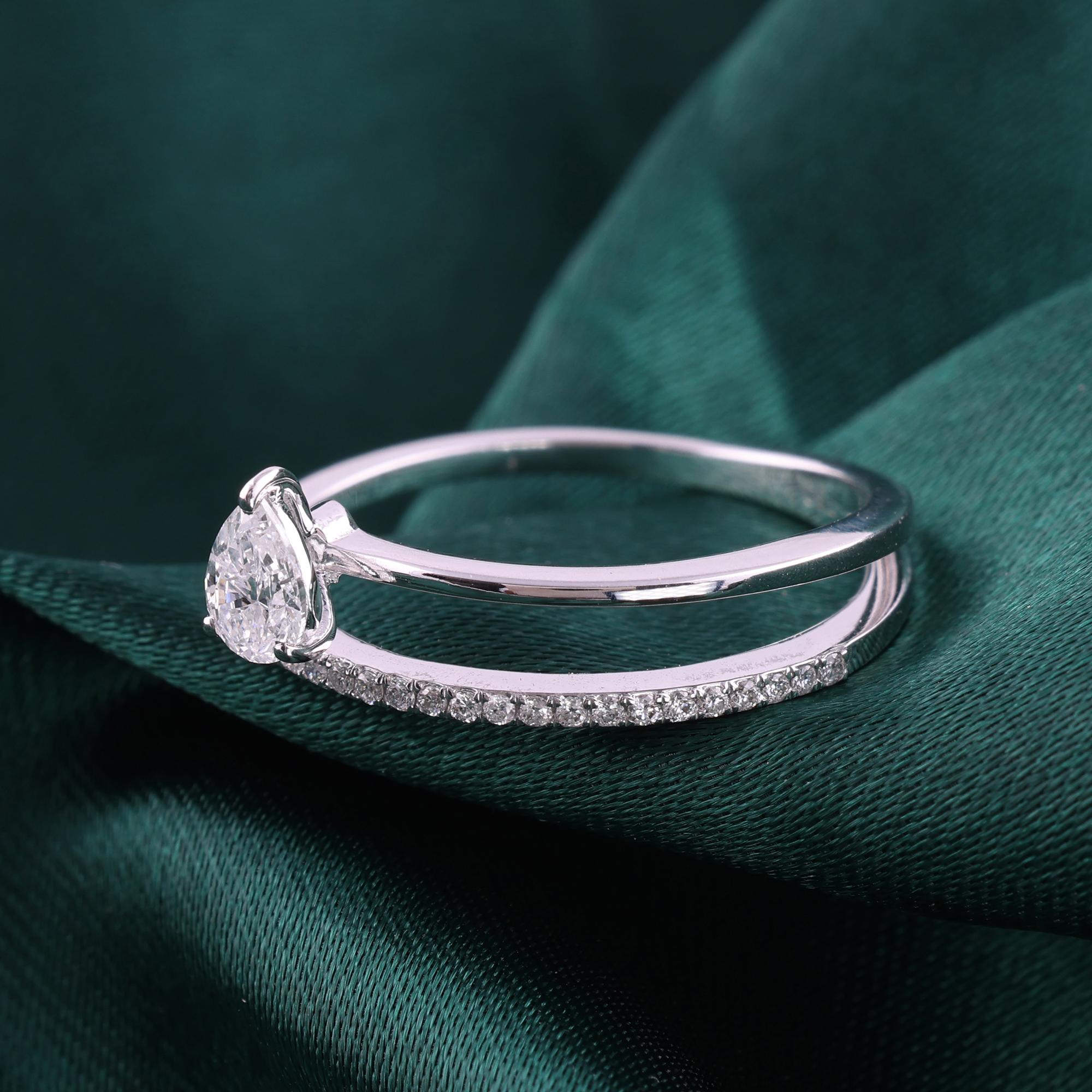 Im Angebot: Natürlicher 0,36 Karat SI Reinheit HI Farbe Diamantring 18 Karat Weißgold Schmuck () 3