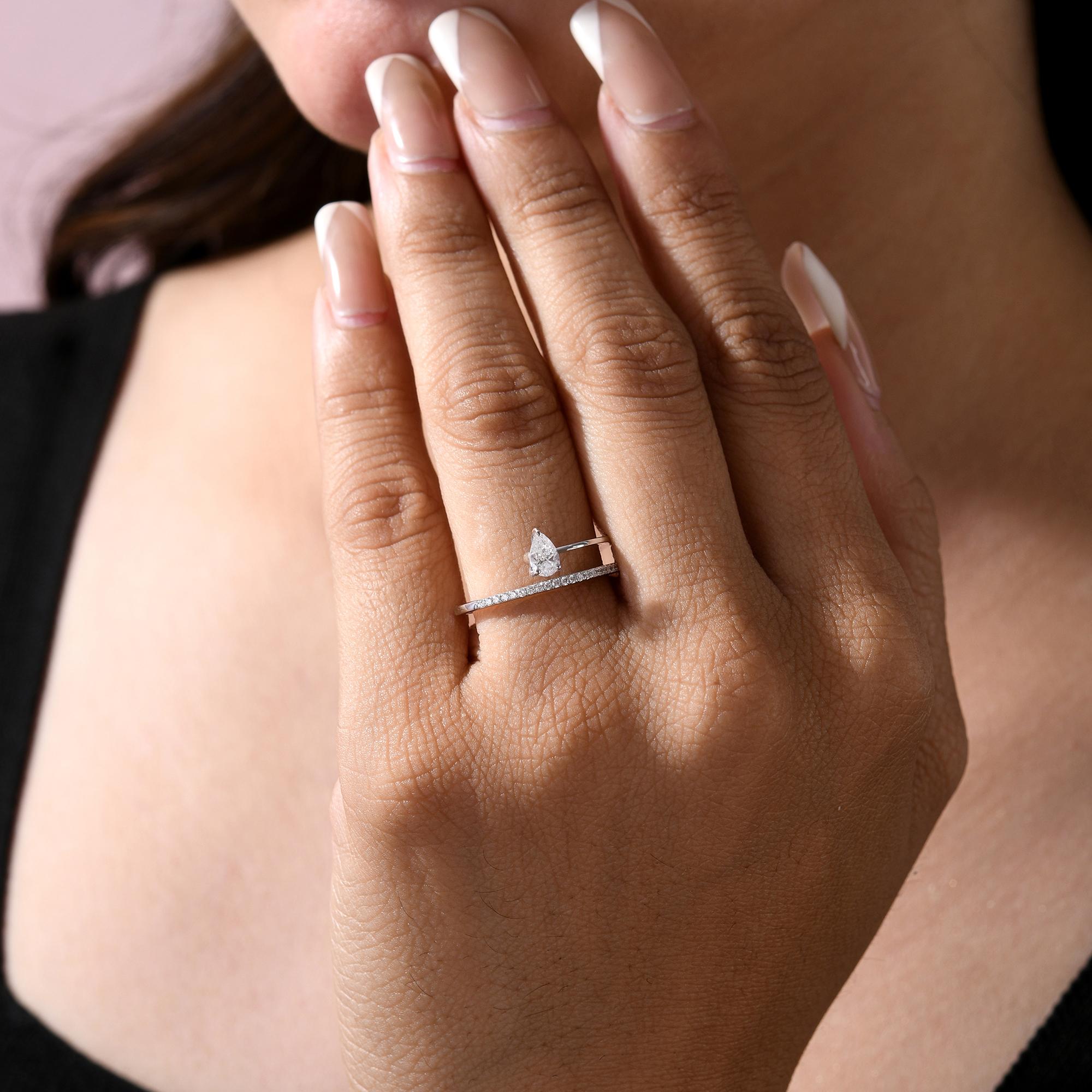 Im Angebot: Natürlicher 0,36 Karat SI Reinheit HI Farbe Diamantring 18 Karat Weißgold Schmuck () 5