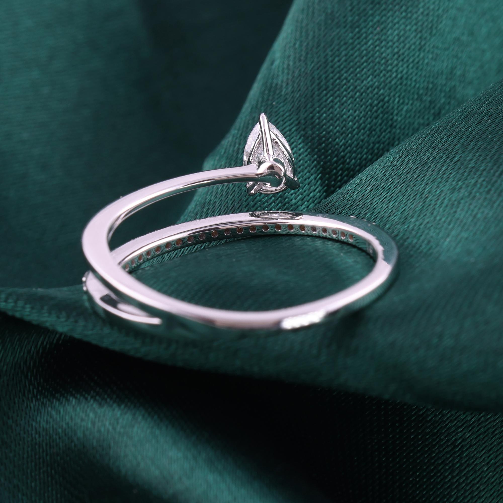 Im Angebot: Natürlicher 0,36 Karat SI Reinheit HI Farbe Diamantring 18 Karat Weißgold Schmuck () 7