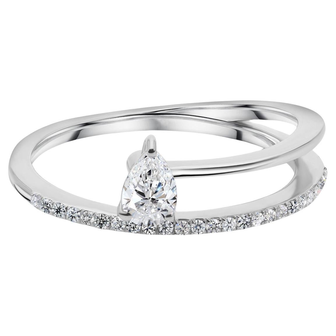 Anello con diamante naturale da 0,36 carati SI Clarity HI Color Gioielli in oro bianco 18 carati