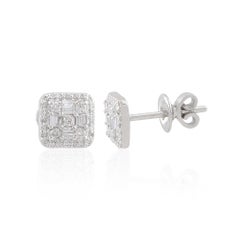 Natural 0.36 Carat SI/H Diamond Stud Earrings 14 Karat White Gold Jewelry