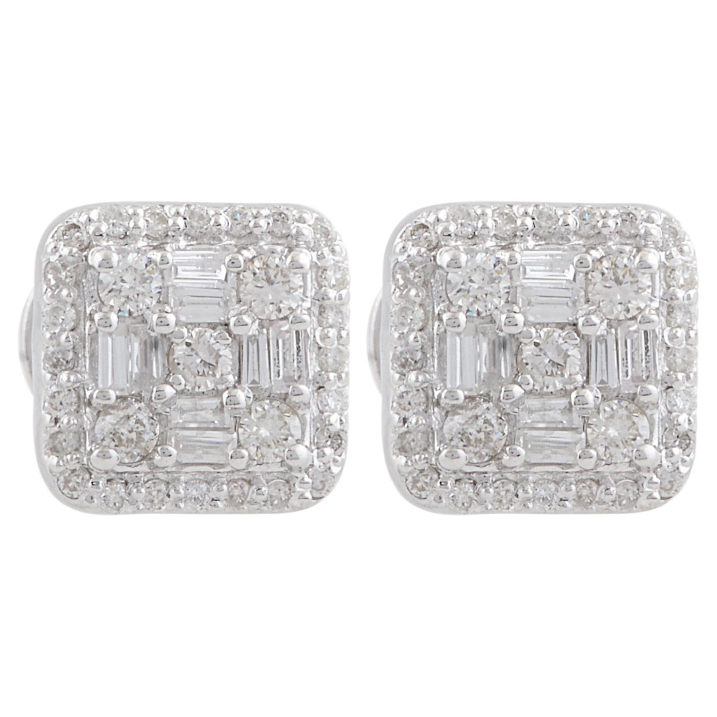 Natural 0.36 Carat SI/H Diamond Stud Earrings 14 Karat White Gold Jewelry