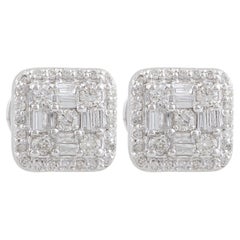 Natural 0.36 Carat SI/H Diamond Stud Earrings 14 Karat White Gold Jewelry