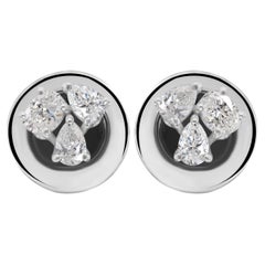 Pendientes de diamantes ovalados pera SI/H naturales de 0,36 quilates Joyas de oro blanco de 9 quilates