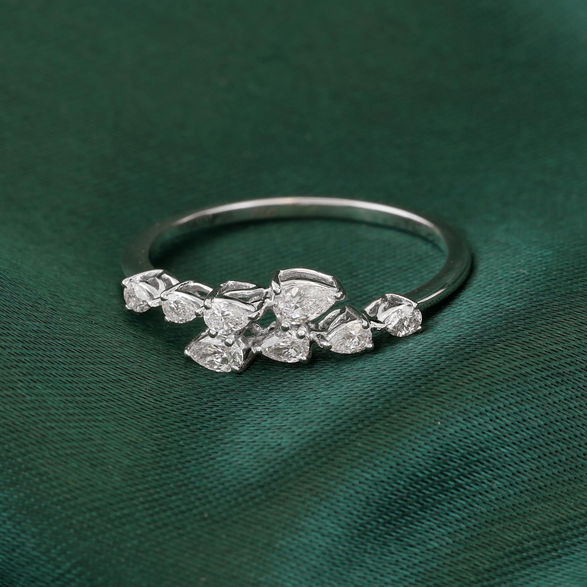 En venta: Anillo de diamantes naturales de 0,37 quilates con claridad SI y color HI Joyas de oro blanco de 18 quilates  2