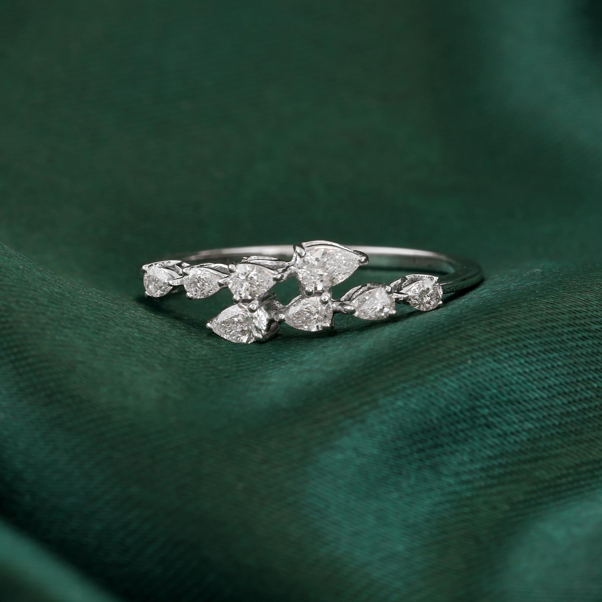 En venta: Anillo de diamantes naturales de 0,37 quilates con claridad SI y color HI Joyas de oro blanco de 18 quilates  3