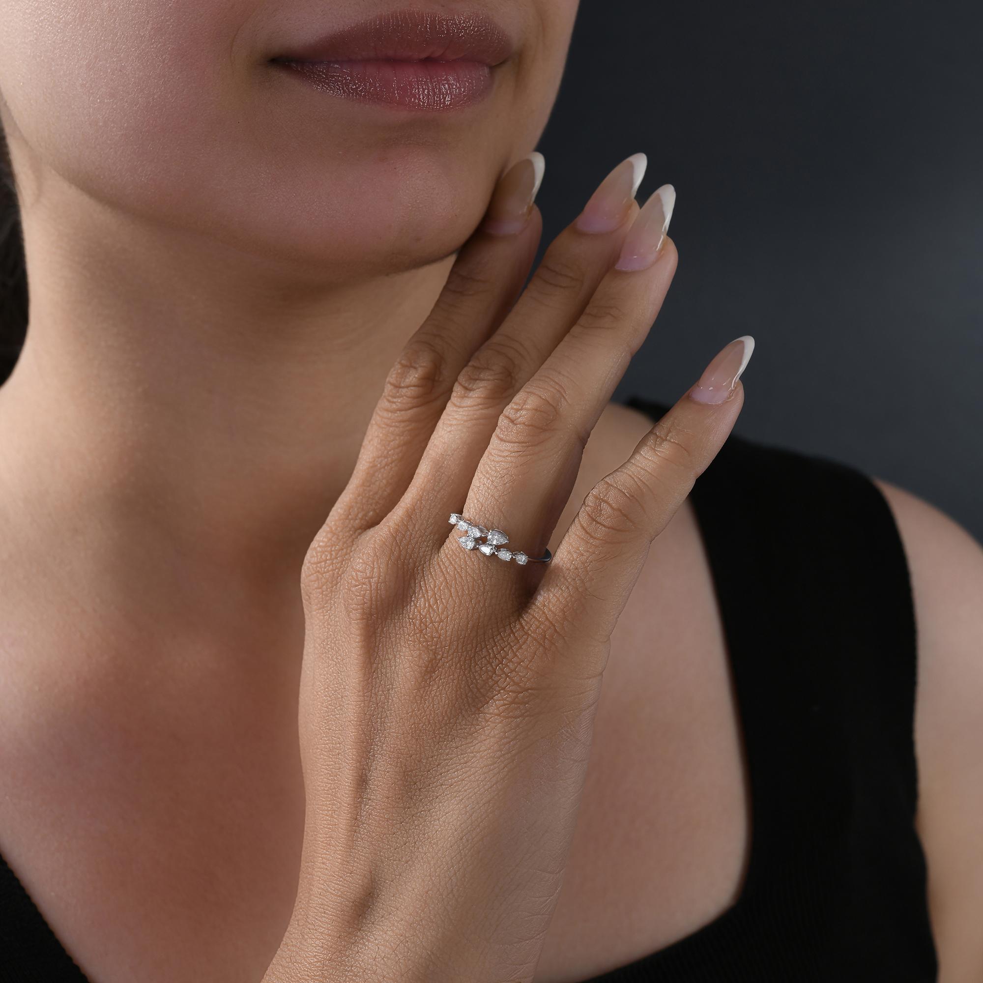 En venta: Anillo de diamantes naturales de 0,37 quilates con claridad SI y color HI Joyas de oro blanco de 18 quilates  4