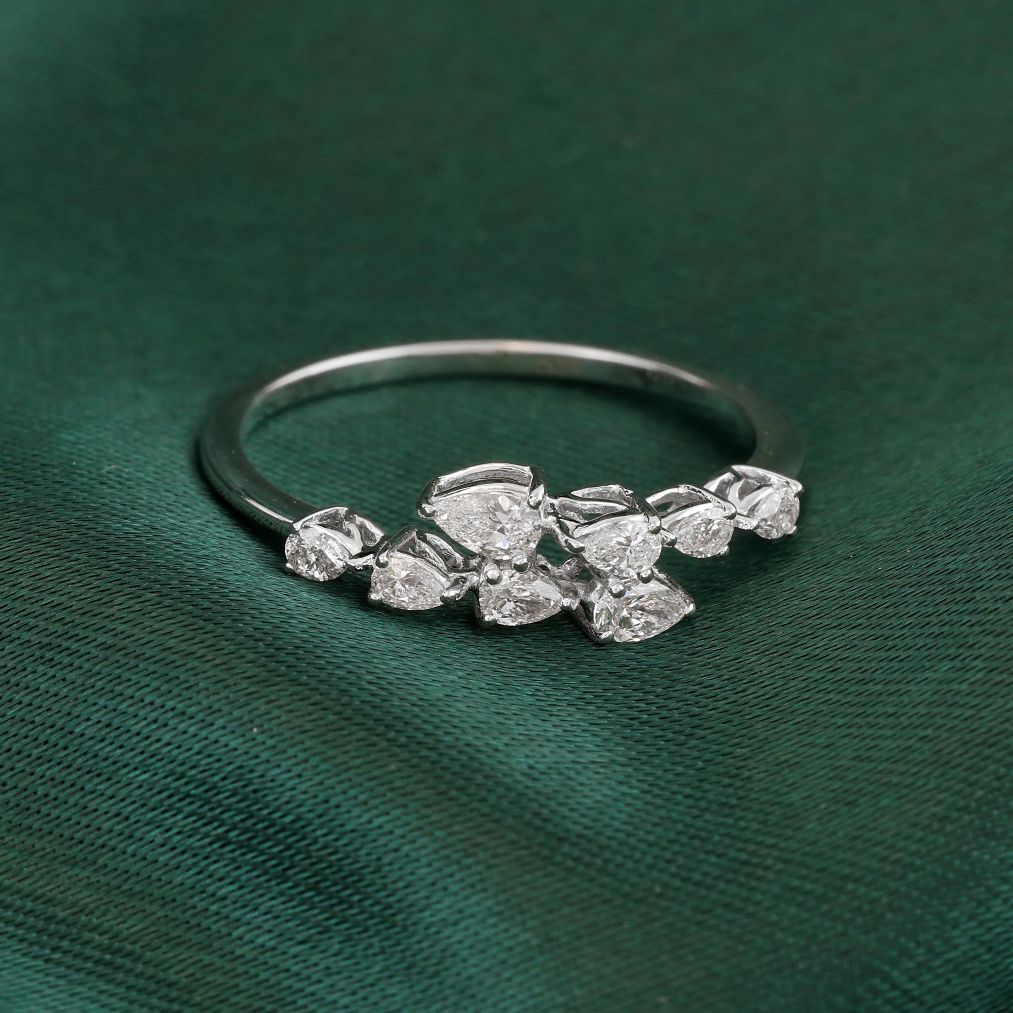 En venta: Anillo de diamantes naturales de 0,37 quilates con claridad SI y color HI Joyas de oro blanco de 18 quilates  5