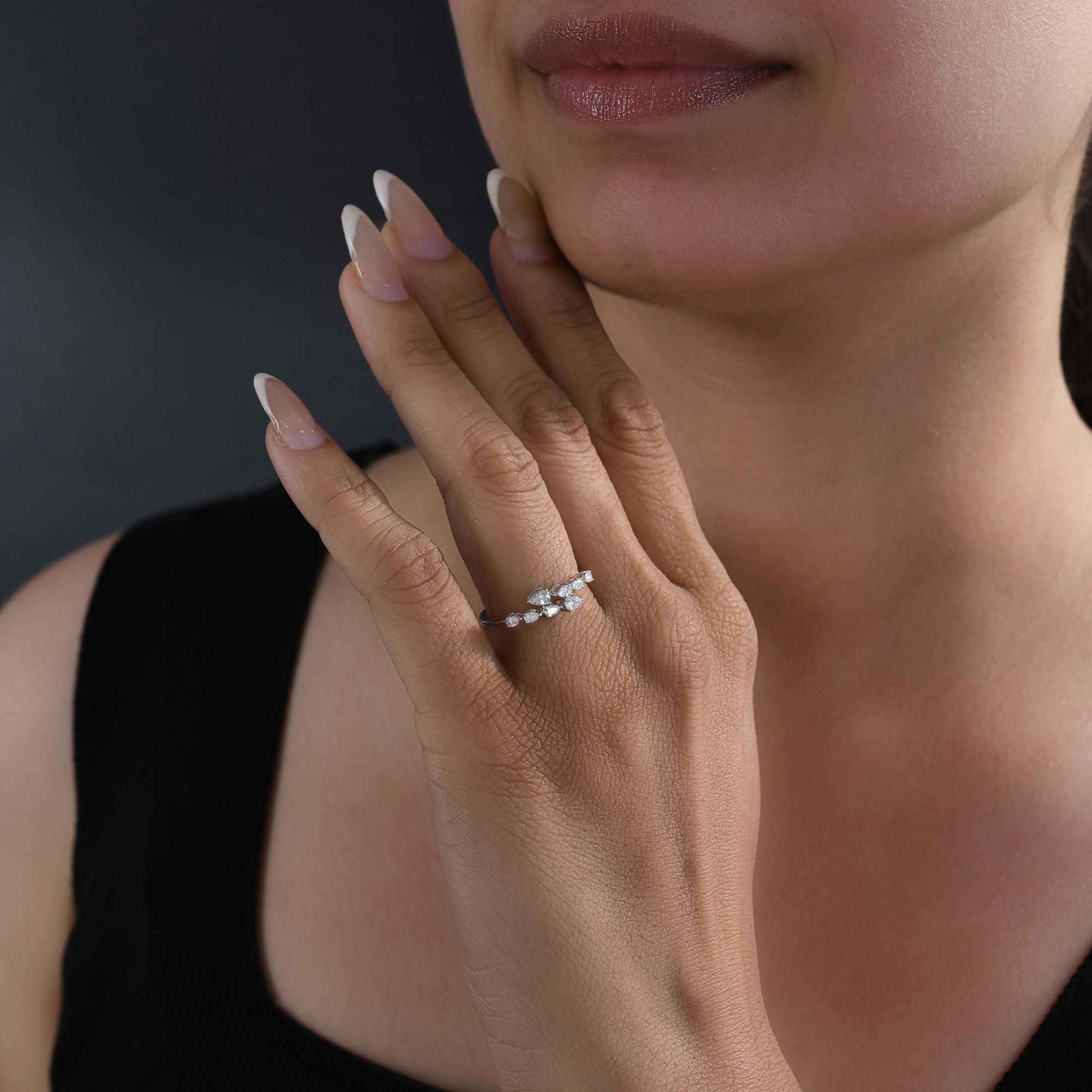 En venta: Anillo de diamantes naturales de 0,37 quilates con claridad SI y color HI Joyas de oro blanco de 18 quilates  6