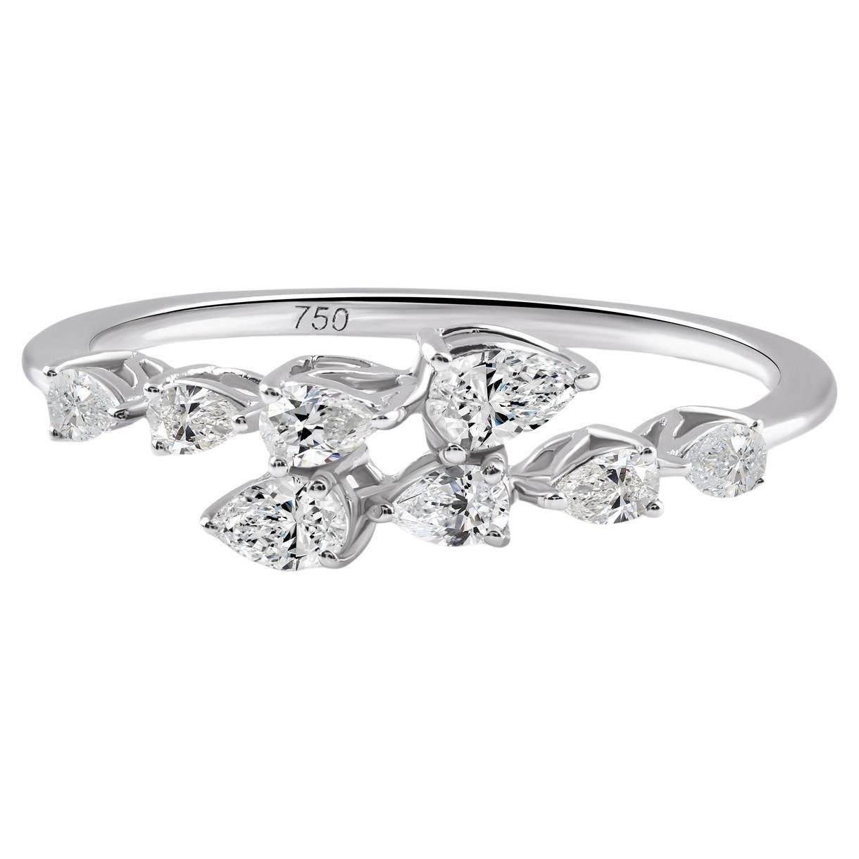 En venta: Anillo de diamantes naturales de 0,37 quilates con claridad SI y color HI Joyas de oro blanco de 18 quilates