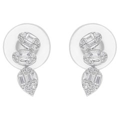 Pendientes de diamantes baguette SI/H naturales de 0,38 quilates Joyas de oro blanco de 18 quilates