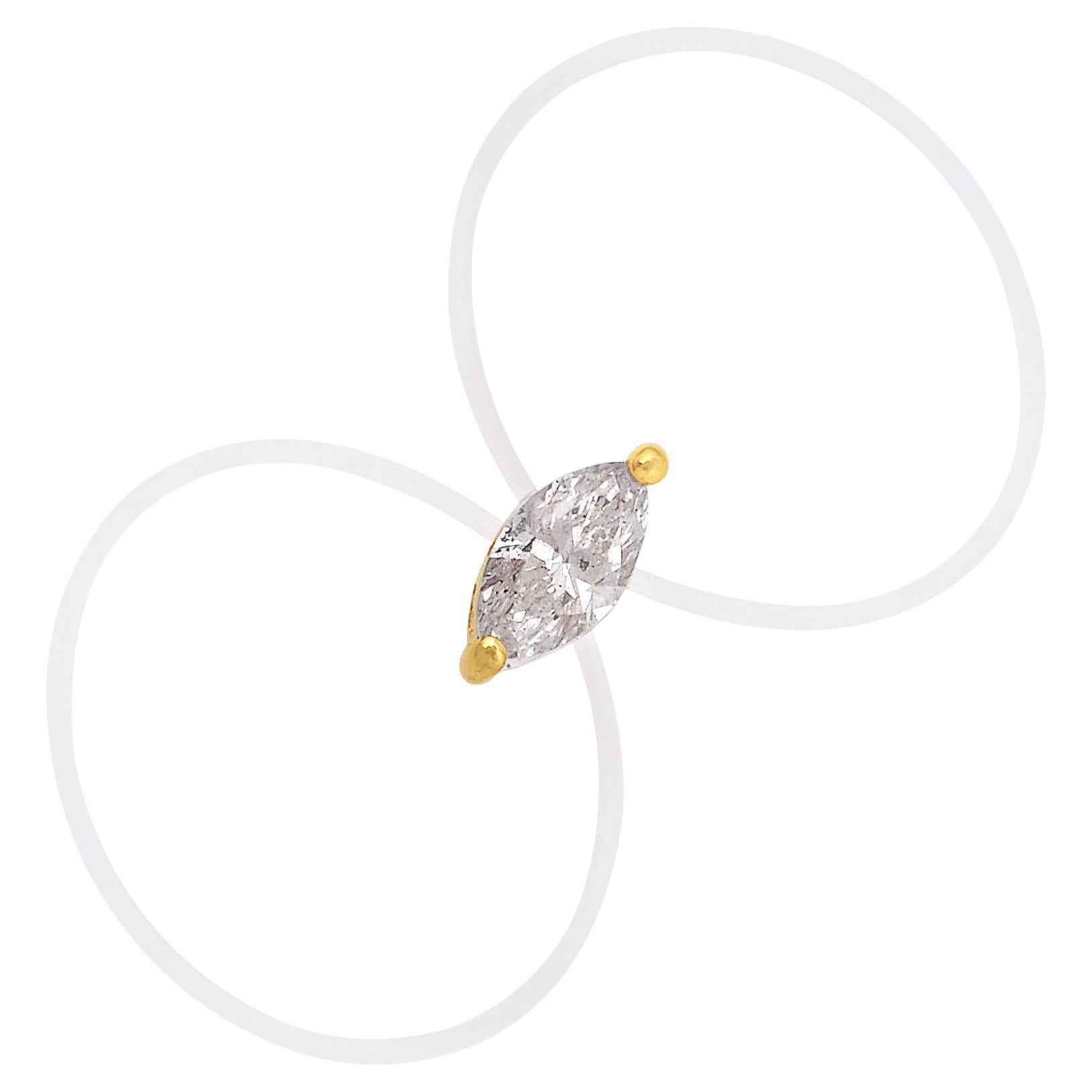 Modern Natural 0.39 Carat Marquise Brilliant Cut Diamond Silicone Ring 18k Yellow Gold For Sale