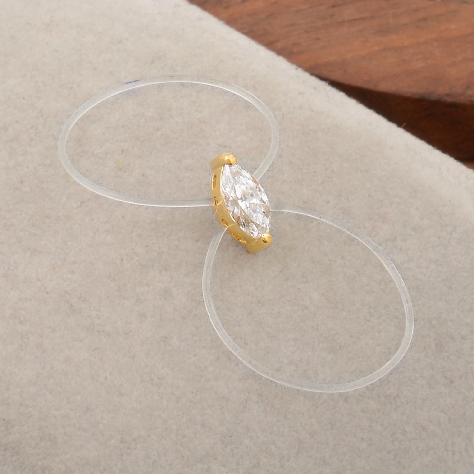 Marquise Cut Natural 0.39 Carat Marquise Brilliant Cut Diamond Silicone Ring 18k Yellow Gold For Sale