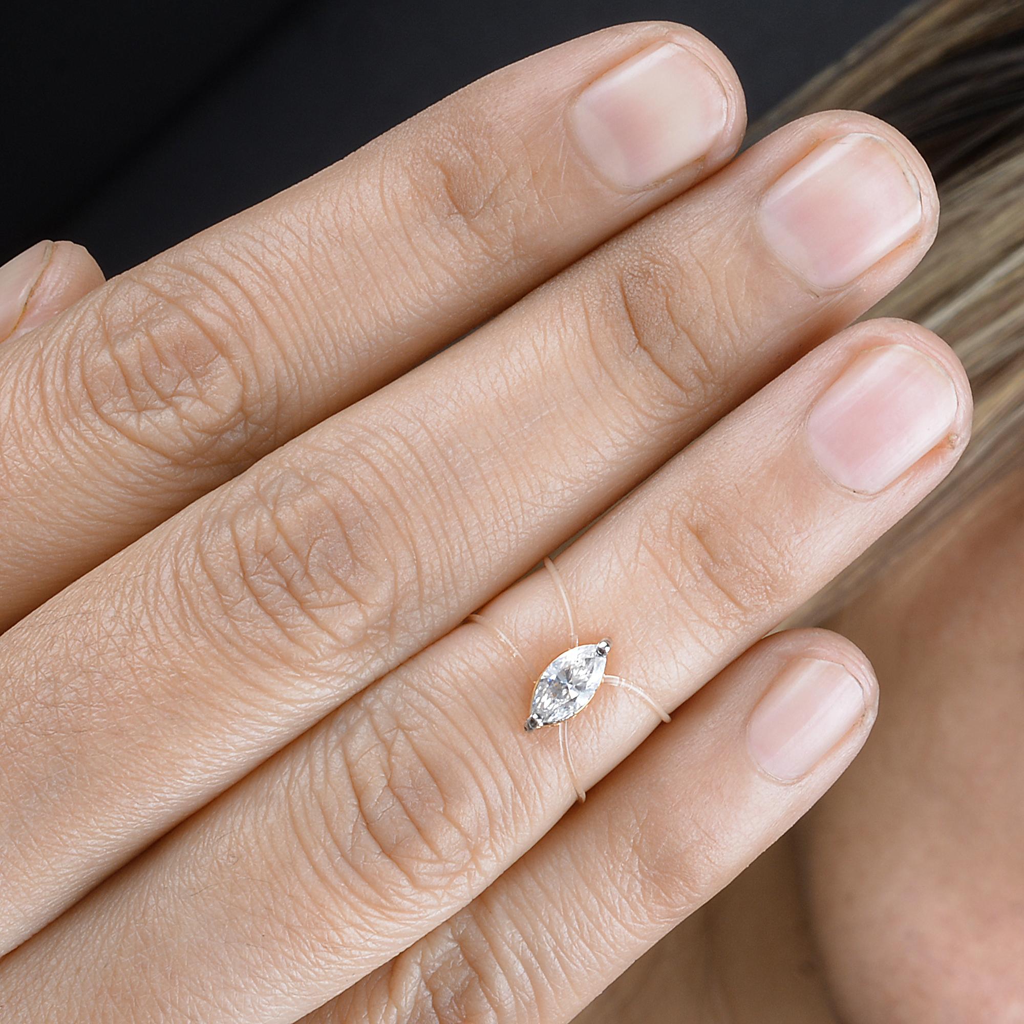 Natural 0.39 Carat Marquise Brilliant Cut Diamond Silicone Ring 18k Yellow Gold In New Condition For Sale In Diera, Dubai