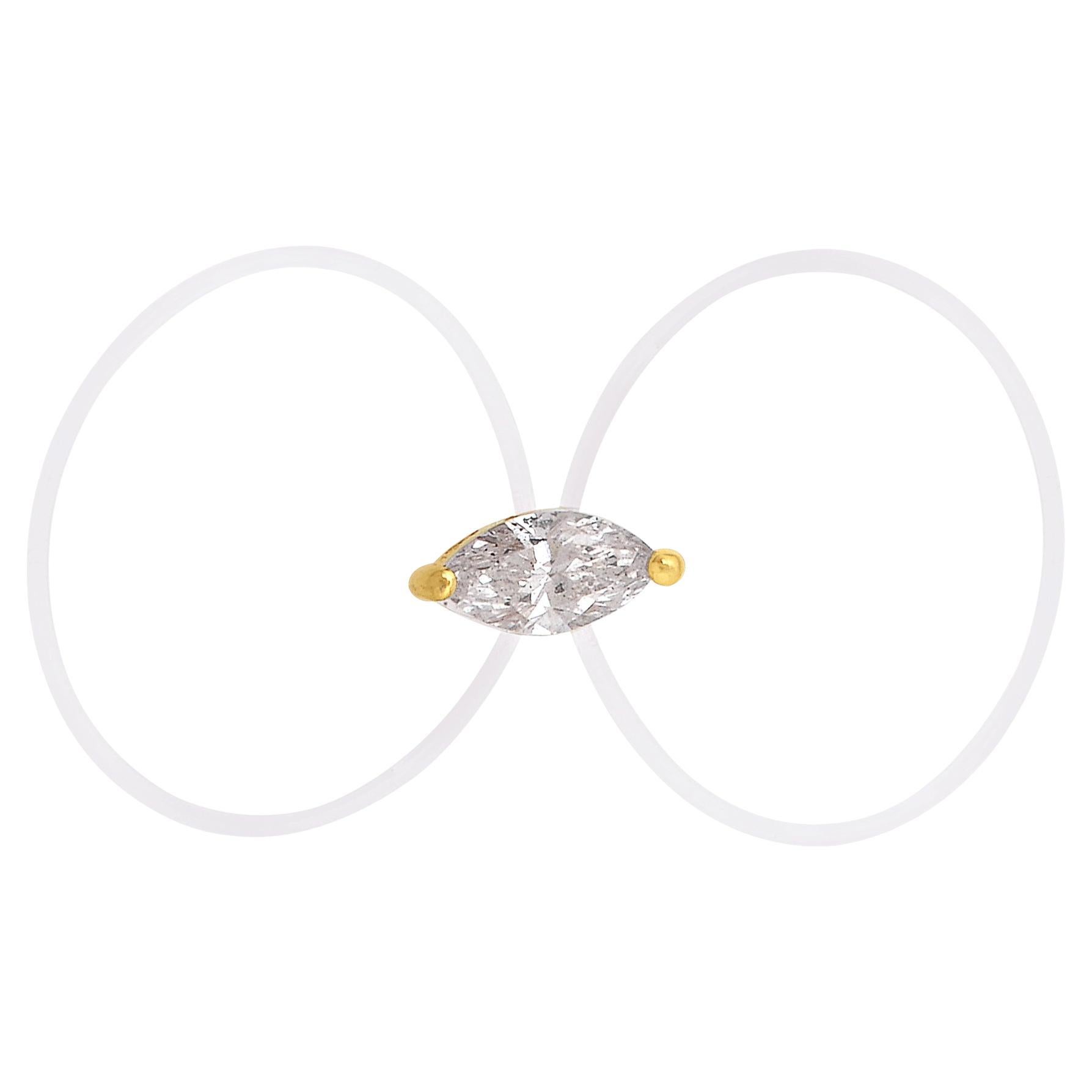 Natural 0.39 Carat Marquise Brilliant Cut Diamond Silicone Ring 18k Yellow Gold For Sale
