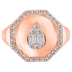 Nature 0.39 Carat SI Clarity HI Color Diamond Ring 18 Karat Rose Gold Jewelry