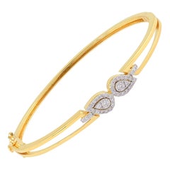 Bracelet manchette en or jaune 14 carats avec diamant naturel rond de 0,4 carat