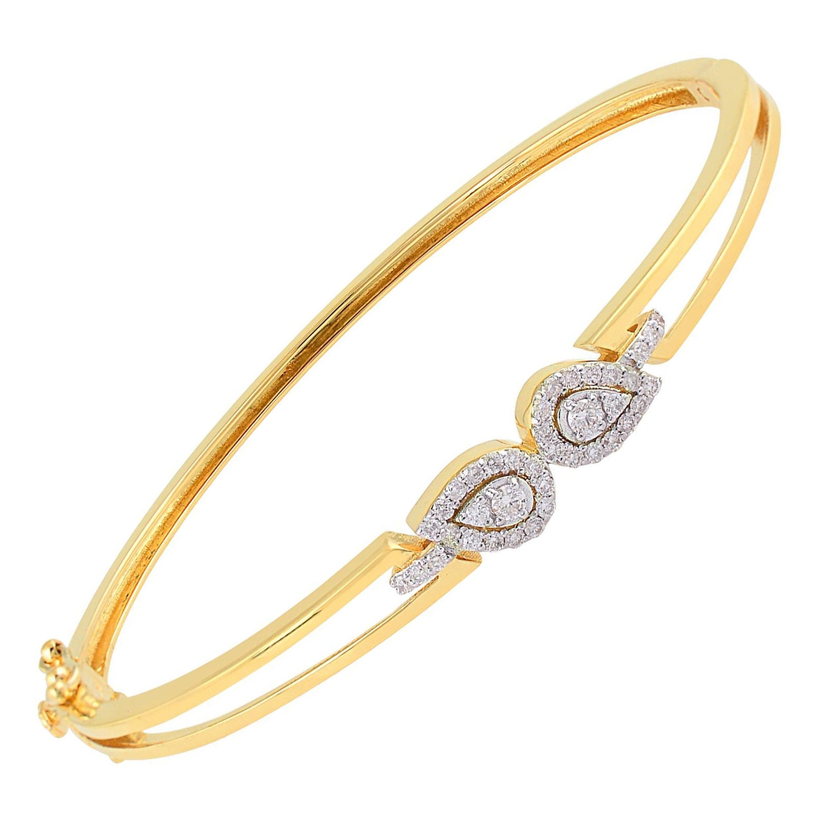 Bracelet manchette en or jaune 18 carats avec diamant rond Nature 0.4 carat