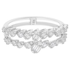Natural 0.4 Carat SI/H Diamond Cluster Double Band Ring 14 Karat White Gold