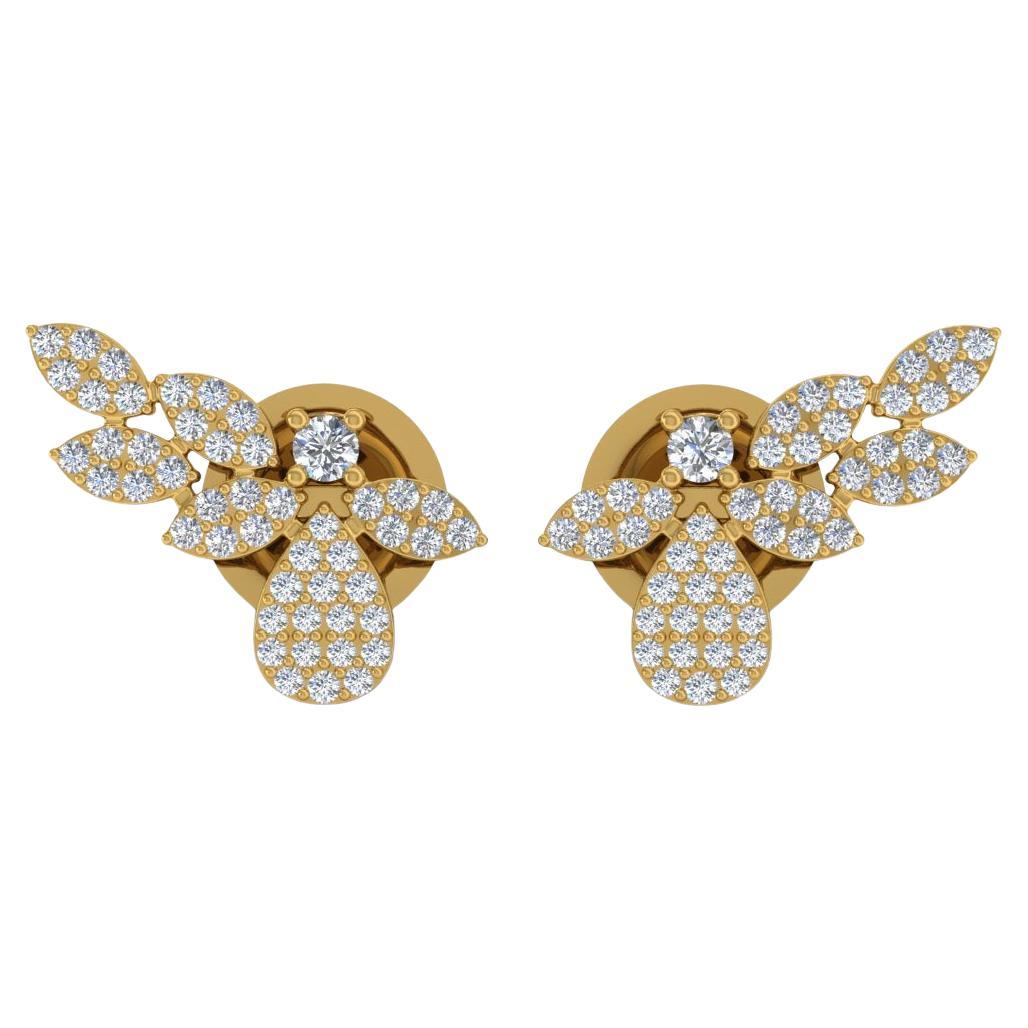 Natural 0.4 Carat SI/H Round Brilliant Cut Diamond Earrings 18 Karat Yellow Gold