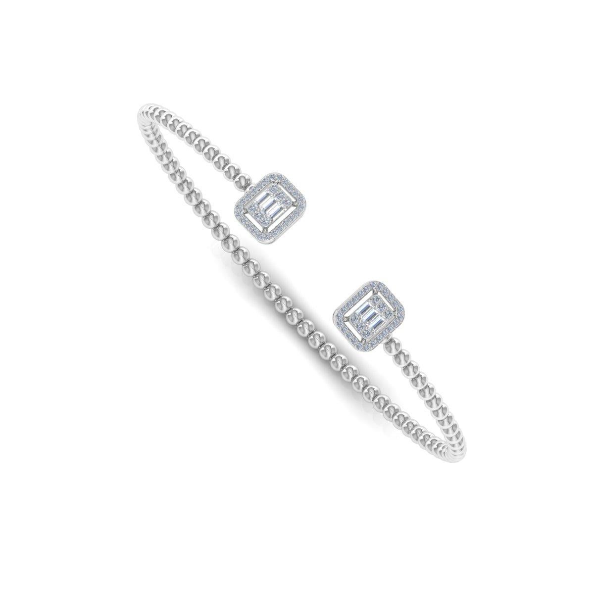 Bracelet manchette en or blanc 10 carats avec diamants baguettes naturels de 0,40 carat en vente 4