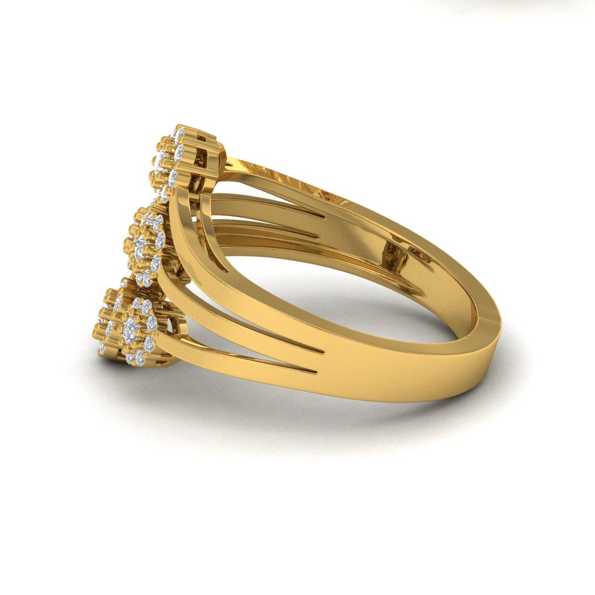 Modern Natural 0.40 Carat Diamond Pave Cuff Ring 18 Karat Yellow Gold Handmade Jewelry For Sale