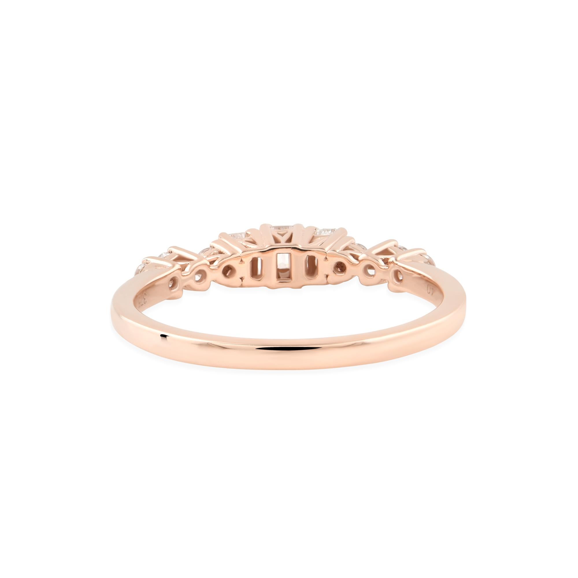 Anillo de diamantes naturales de 0,40 quilates con claridad SI y color HI Joyas de oro rosa de 9 quilates Moderno en venta