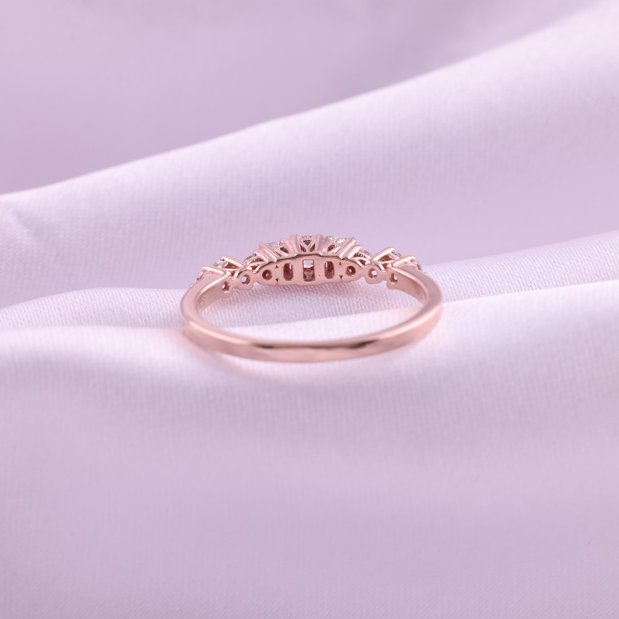 Anillo de diamantes naturales de 0,40 quilates con claridad SI y color HI Joyas de oro rosa de 9 quilates en Nuevo estado para la venta en Diera, Dubai