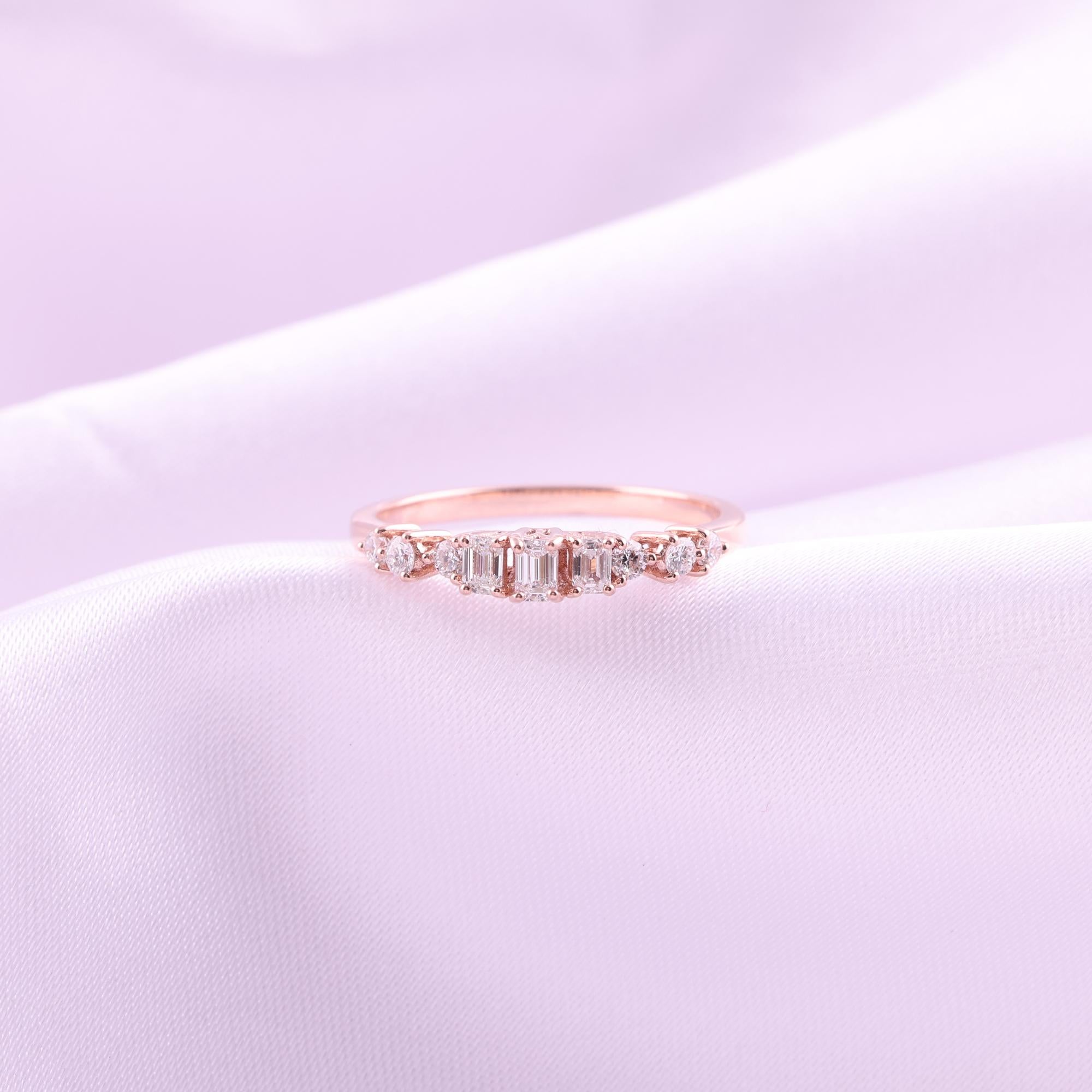 De las mujeres Anillo de diamantes naturales de 0,40 quilates con claridad SI y color HI Joyas de oro rosa de 9 quilates en venta