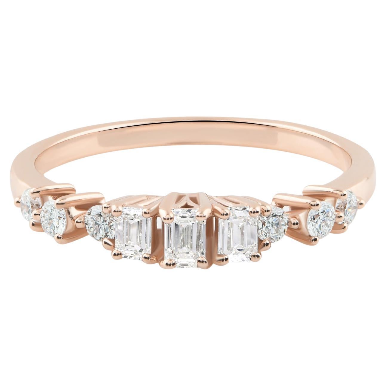 Natürlicher 0,40 Karat SI Reinheit HI Farbe Diamant Ring 9 Karat Rose Gold Schmuck